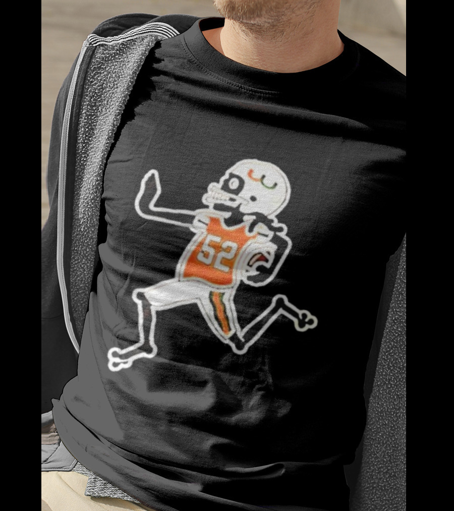 Francisco Mauigoa Skeletal 52 Miami Hurricanes Football Player T-Shirt