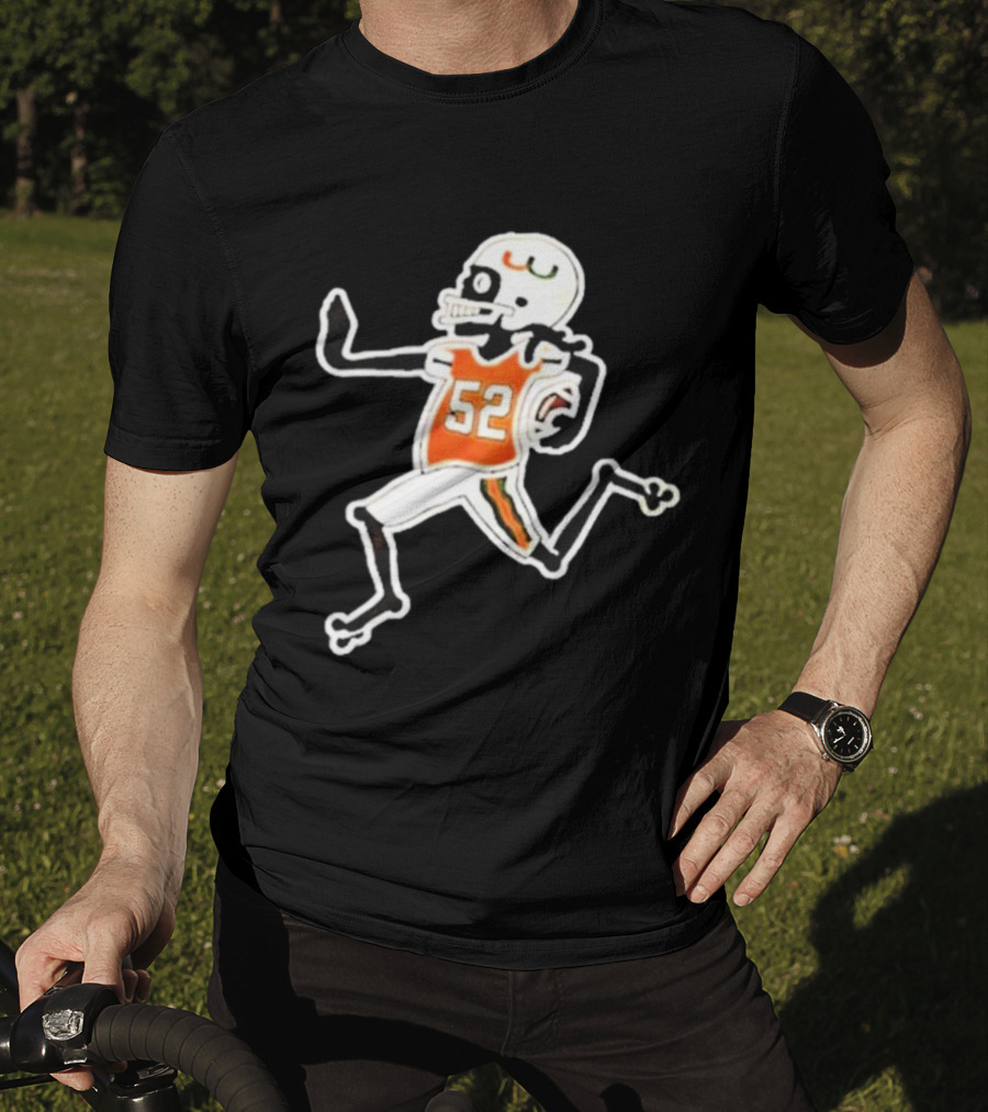 Francisco Mauigoa Skeletal 52 Miami Hurricanes Football Player T-Shirt