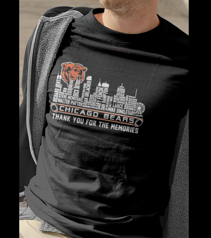 Chicago Bears Thank You For The Memories Skyline Bear T-Shirt