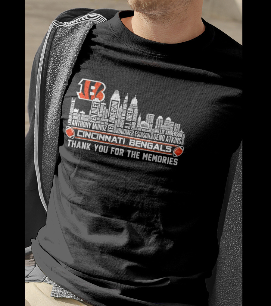 Cincinnati Bengals NFL Team City Skyline Thank You For The Memories T-Shirt