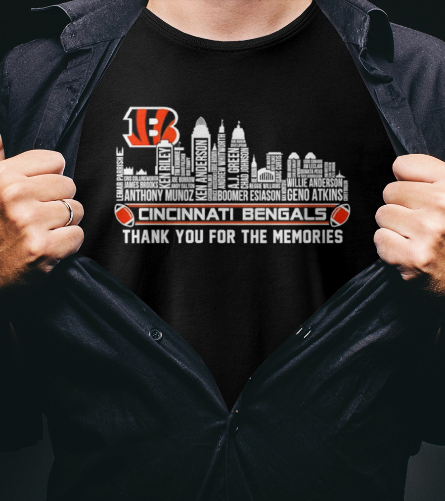 Cincinnati Bengals NFL Team City Skyline Thank You For The Memories T-Shirt