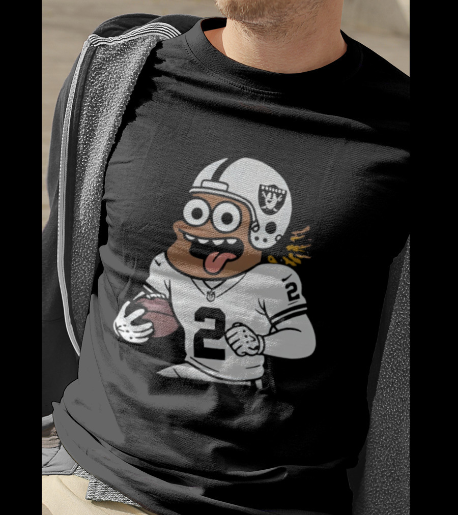 Las Vegas Raiders Ashton Jeanty Cartoon Number 2 Football Player T-Shirt