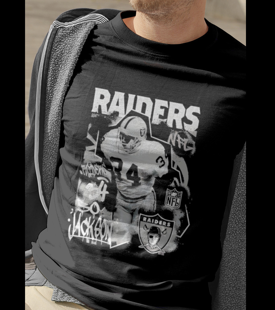 Las Vegas Raiders Bo Jackson 34 Mitchell And Ness Star Player NFL Raiders T-Shirt