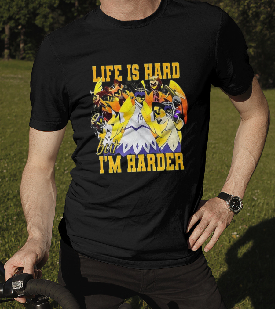 Hazbin Hotel Life Is Hard But I'm Harder Yellow Characters T-Shirt