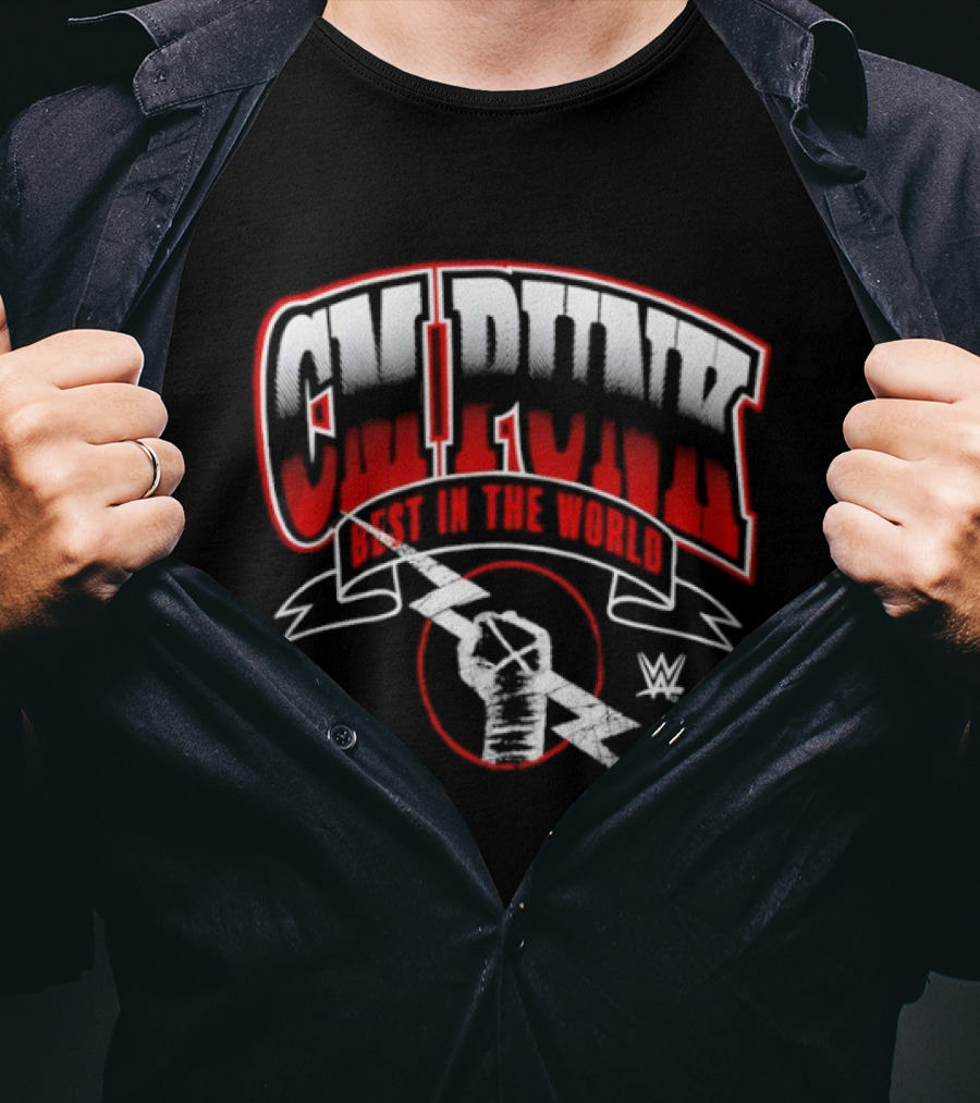 CM Punk Best In The World WWE Logo Lightning Fist T-Shirt