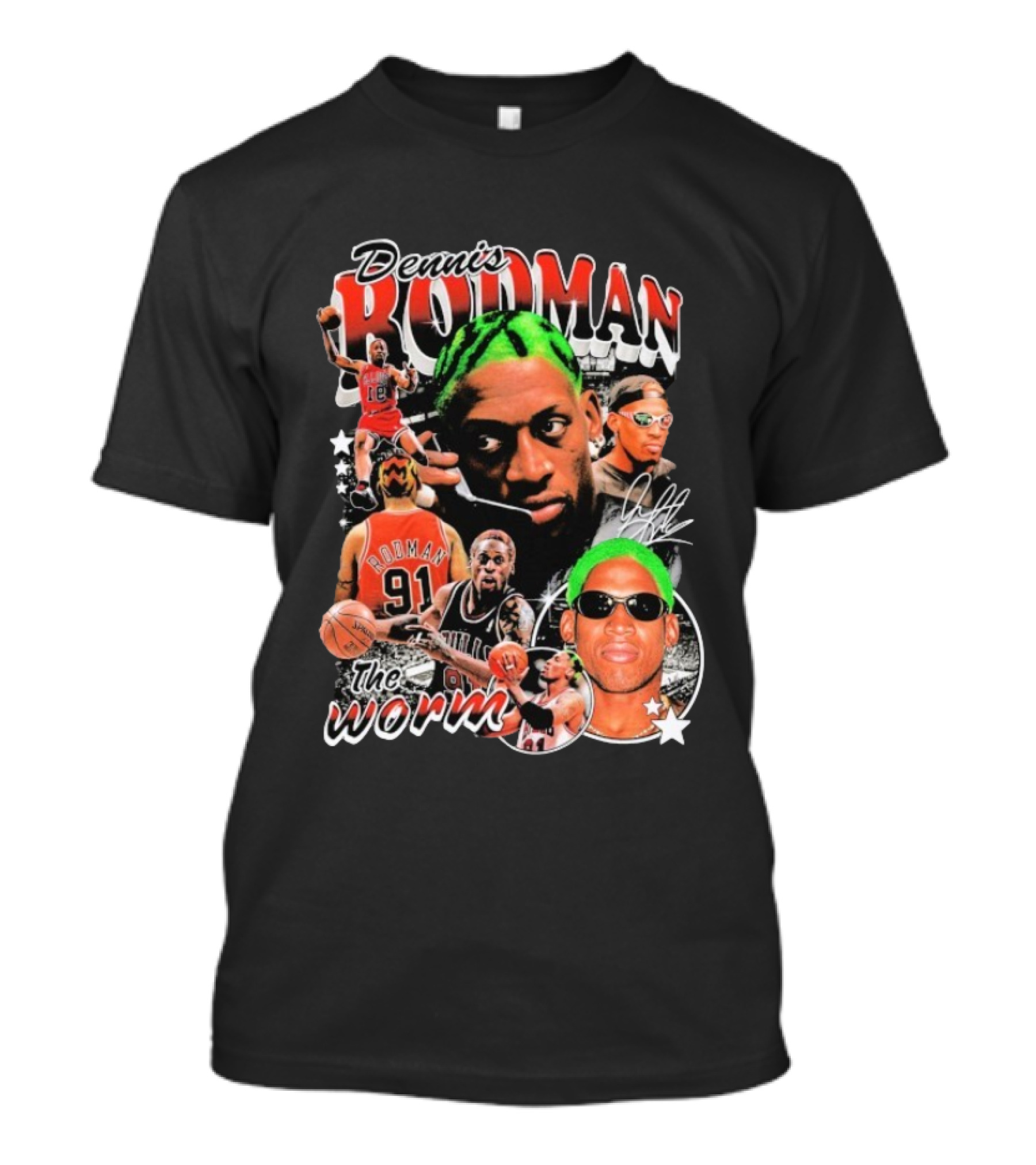 Dennis Rodman 91 The Worm Bulls Basketball Legend Retro Style   T-Shirt