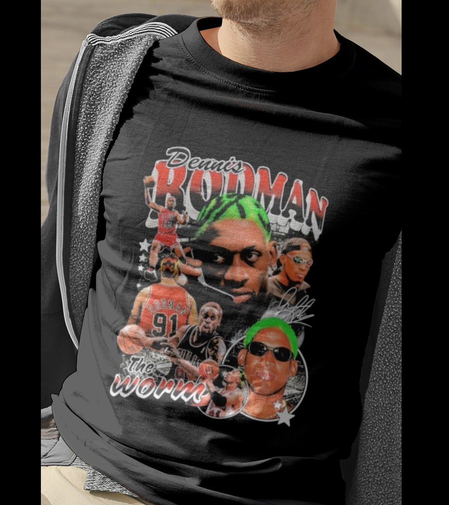 Dennis Rodman 91 The Worm Bulls Basketball Legend Retro Style   T-Shirt