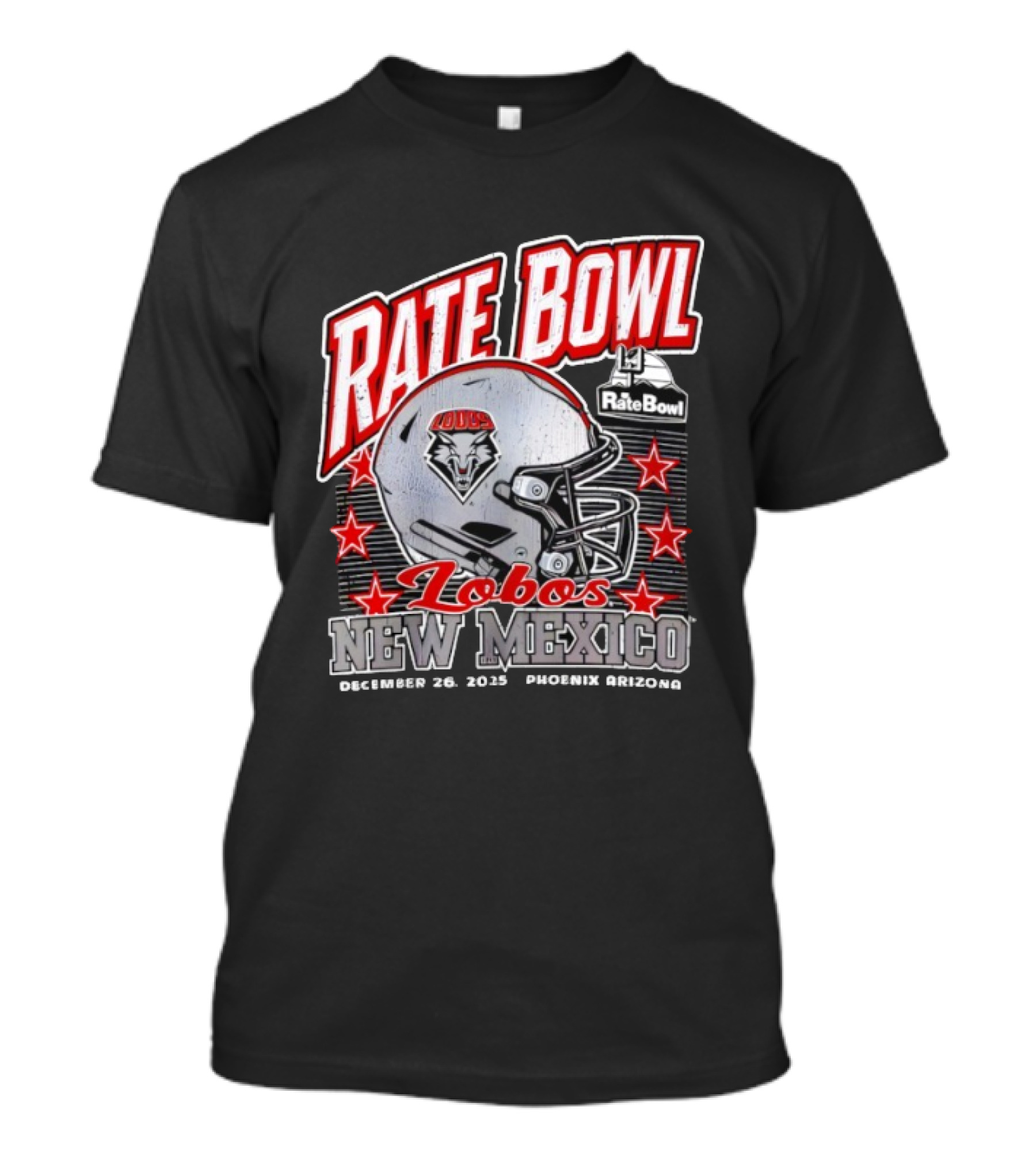 Rate Bowl 2025 New Mexico Lobos Vintage Helmet December 26 Phoenix Arizona T-Shirt