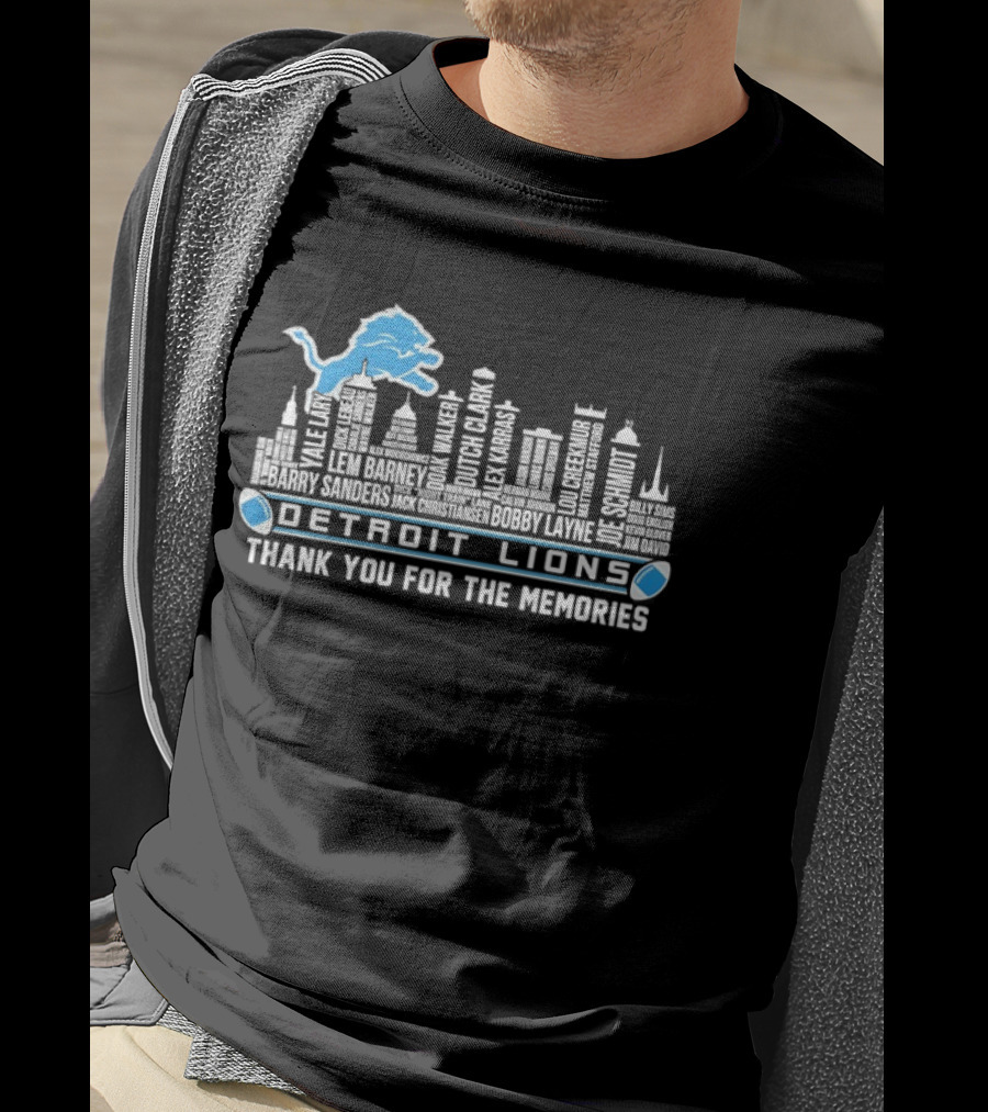 Detroit Lions Skyline Thank You For The Memories T-Shirt