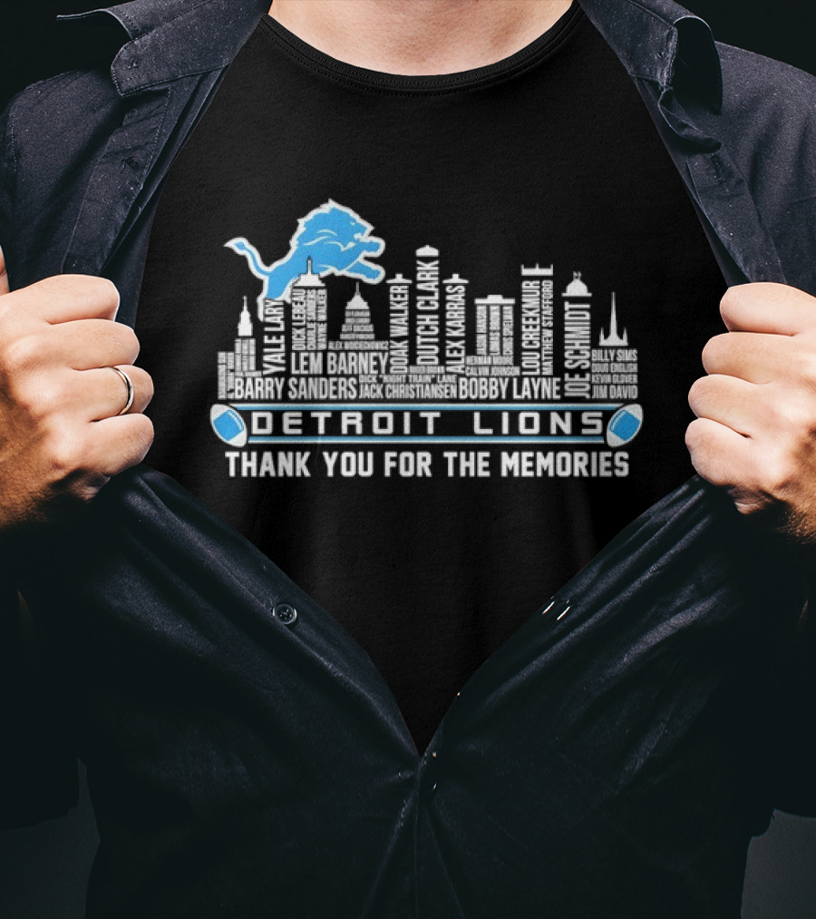 Detroit Lions Skyline Thank You For The Memories T-Shirt