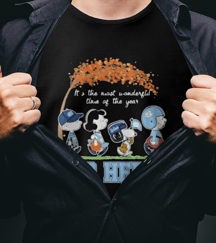 UNC North Carolina Tar Heels Snoopy The Peanuts It’s The Most Wonderful Time Of The Year T-Shirt
