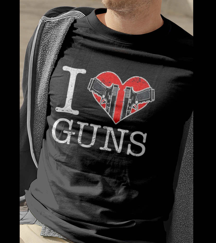 I Love Guns Heart Pistols 2026 T-Shirt