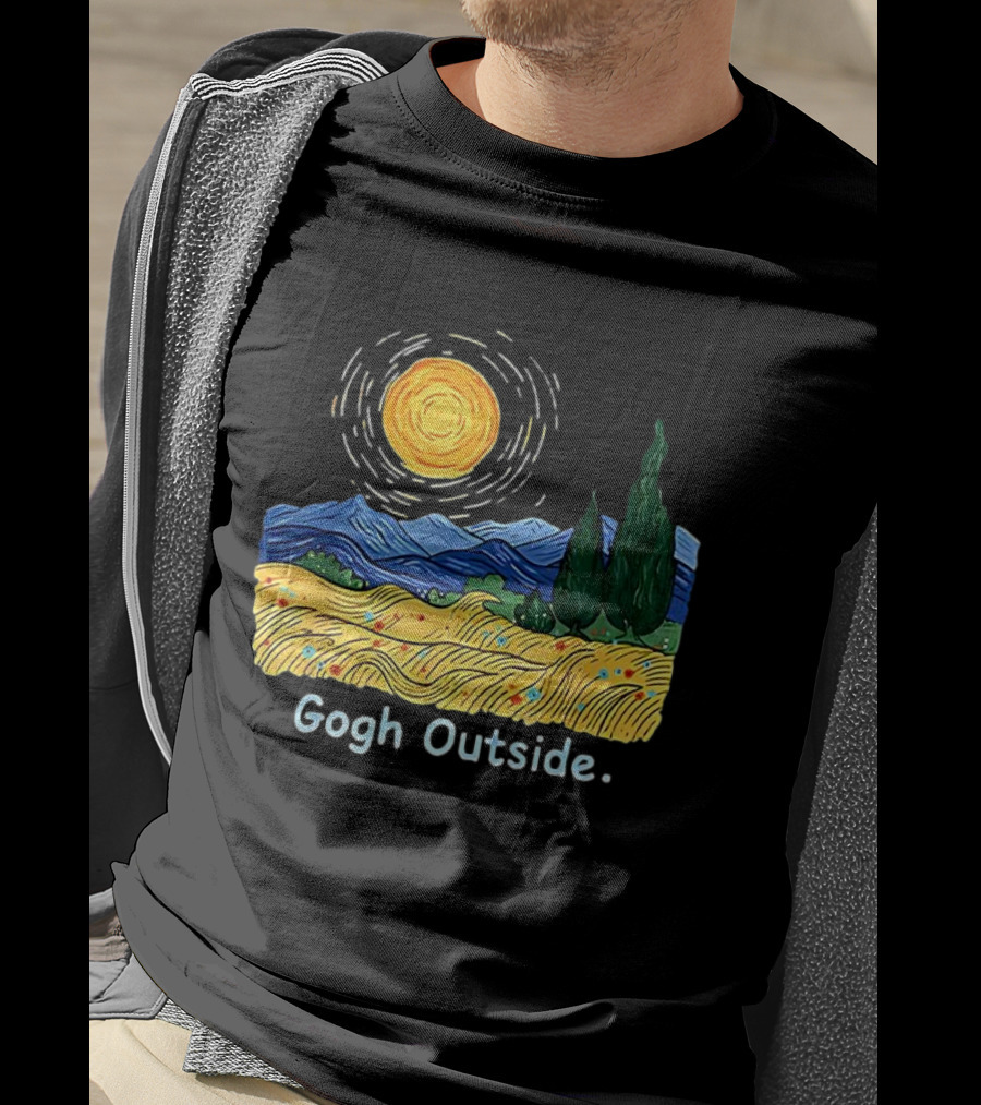 Gogh Outside Starry Night Sun Landscape T-Shirt