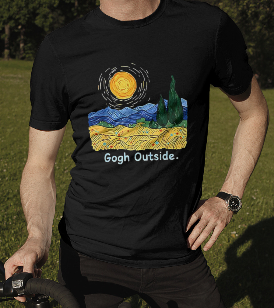 Gogh Outside Starry Night Sun Landscape T-Shirt