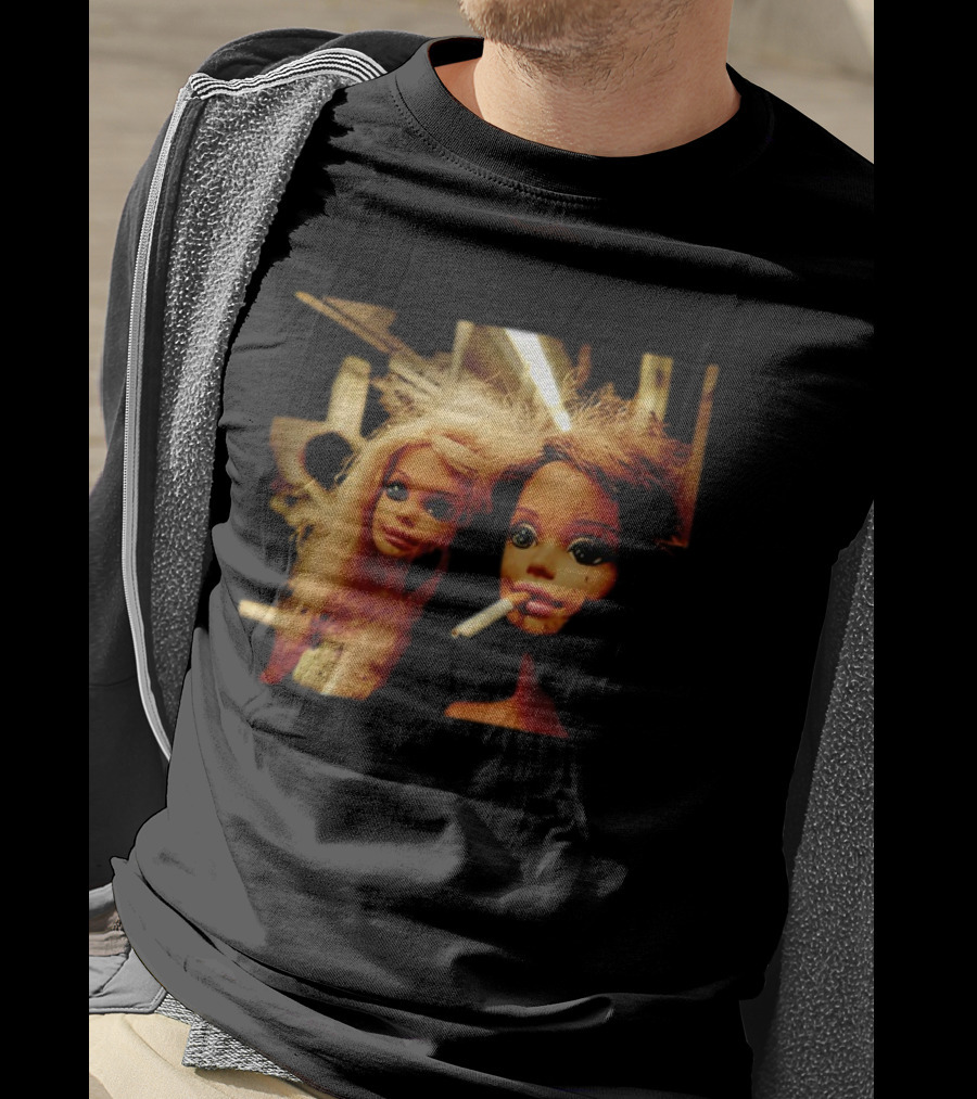 Distressed Dolls With Cigarette Urban Aesthetic T-Shirt