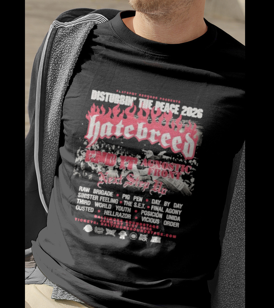 Disturbing The Peace Festival 2026 Hatebreed Agnostic Front Lineup Baltimore Soundstage January 31 T-Shirt