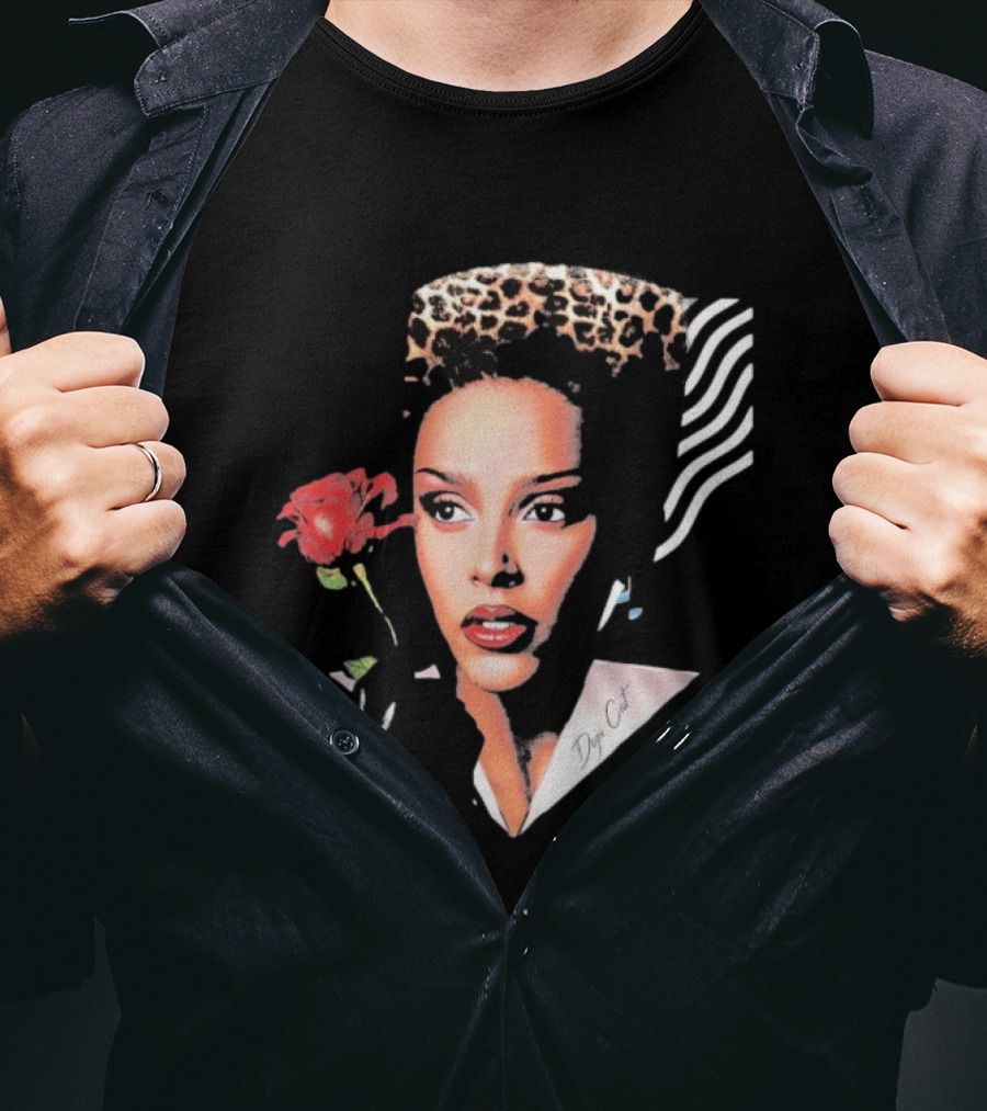 Doja Cat Vie Glamour Leopard Print Rose T-Shirt