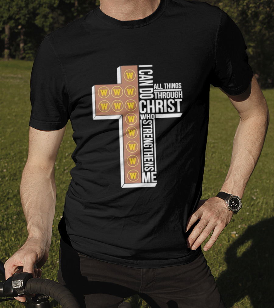San Diego Padres W Logo Cross I Can Do All Things Through Christ Who Strengthens Me T-Shirt
