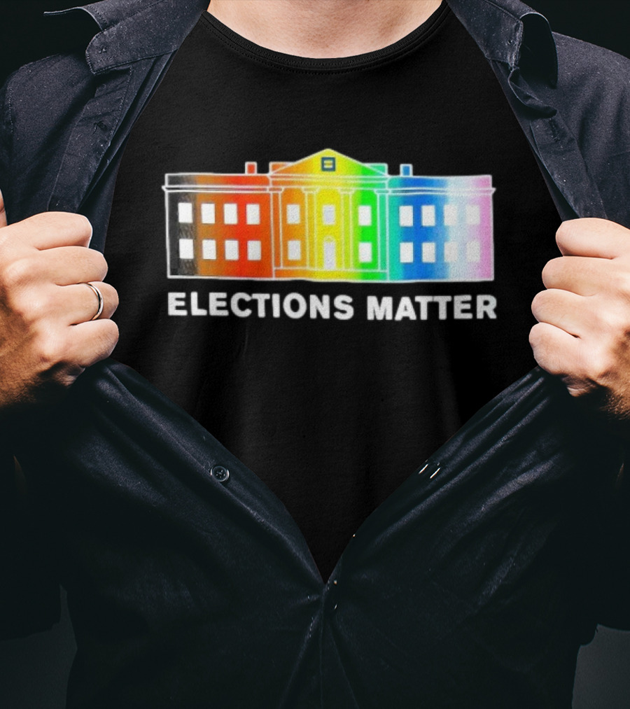 Elections Matter Human Rights Campaign Rainbow White House T-Shirt