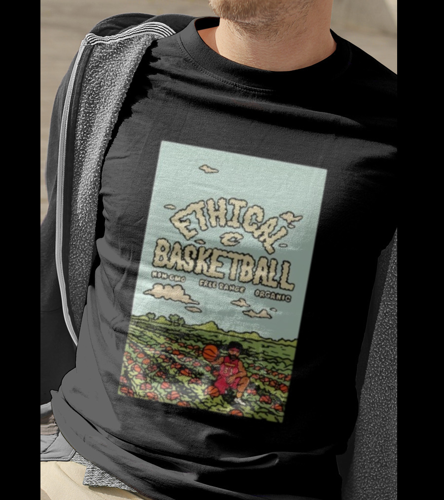 Ethical Basketball Non GMO Free Range Organic Vintage Style Cartoon Player T-Shirt