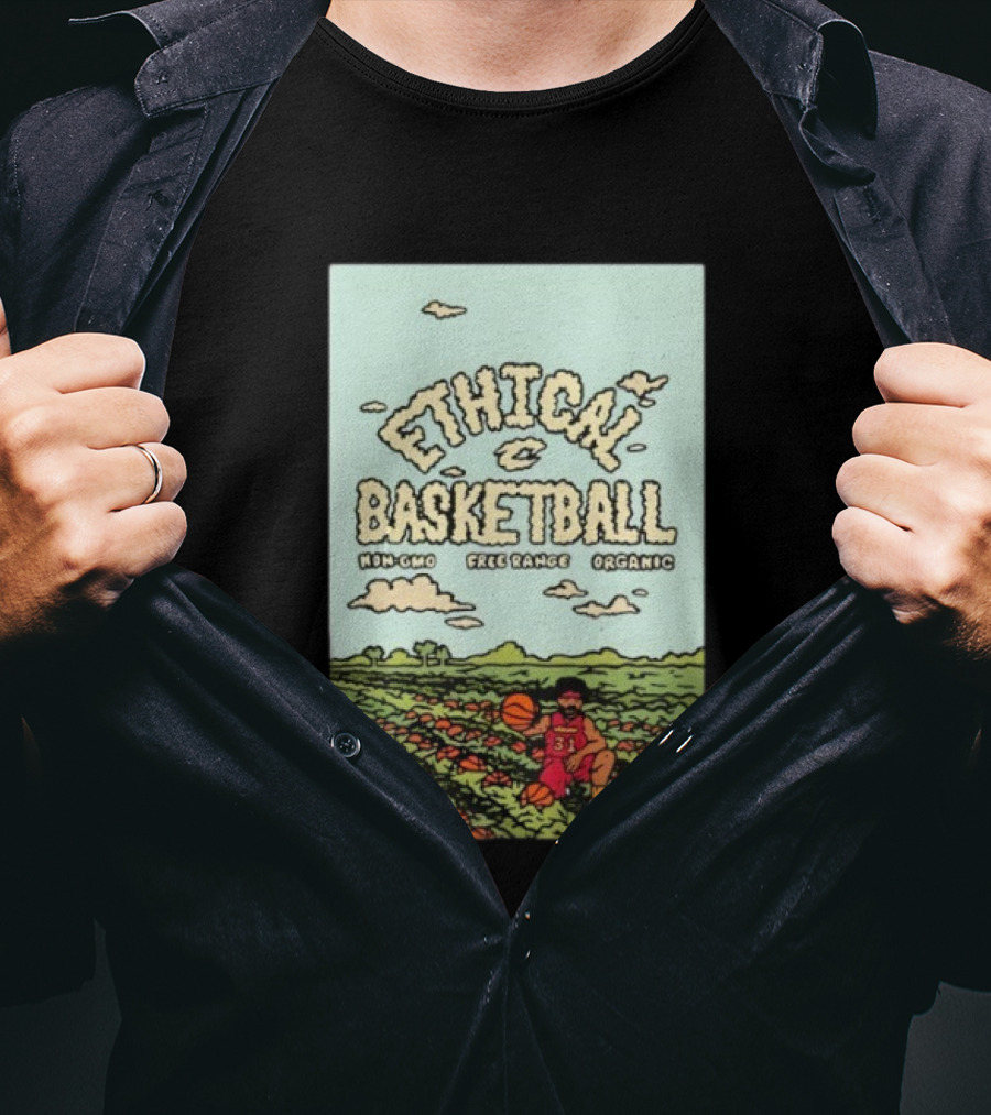 Ethical Basketball Non GMO Free Range Organic Vintage Style Cartoon Player T-Shirt