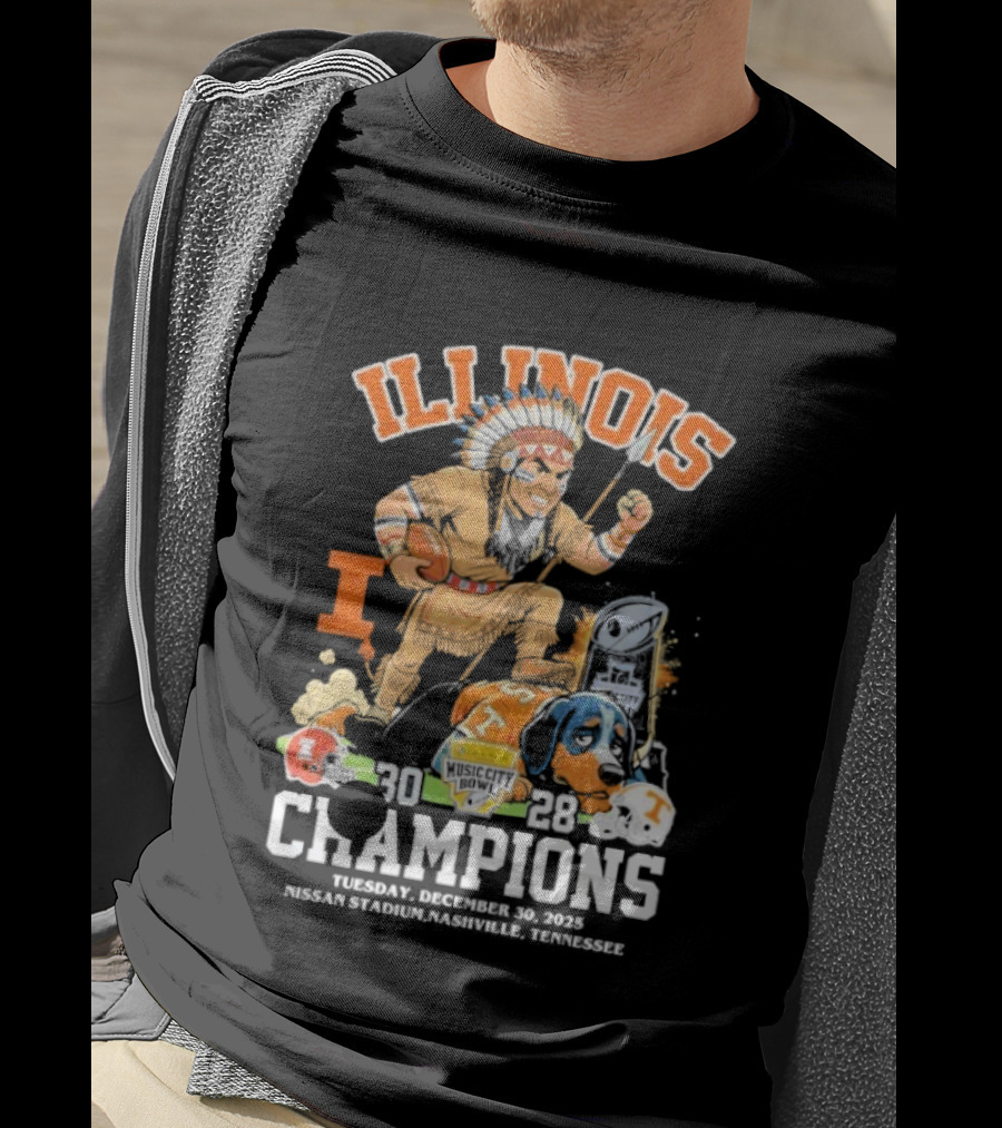 Illinois Fighting Illini Music City Bowl 2025 Champions December 30 Nashville 30 28 Score T-Shirt