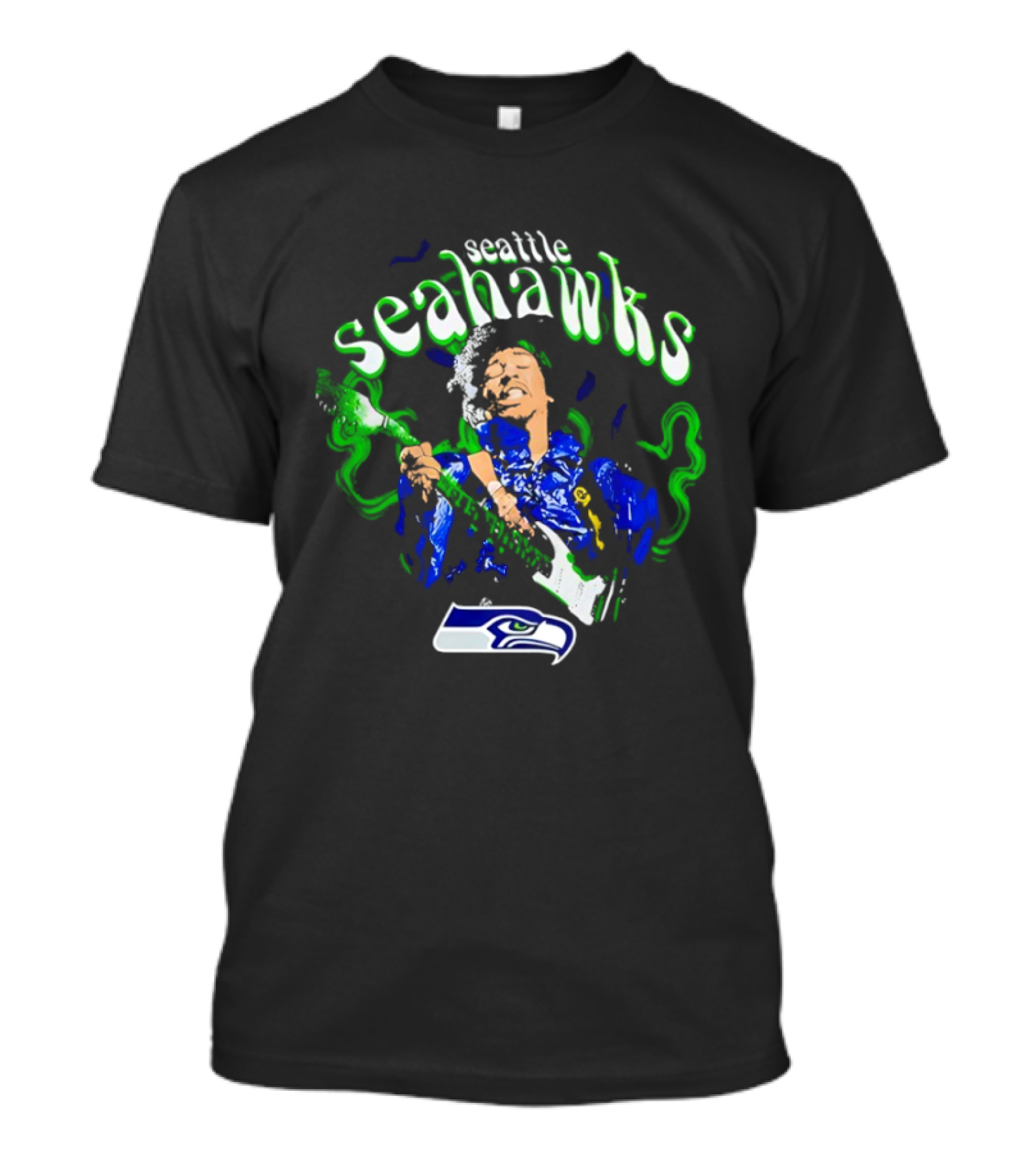 Seattle Seahawks Jimi Hendrix Collaboration NFL Fan T-Shirt