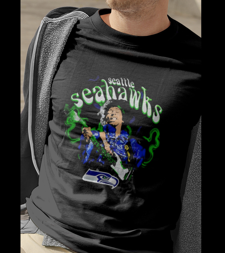 Seattle Seahawks Jimi Hendrix Collaboration NFL Fan T-Shirt