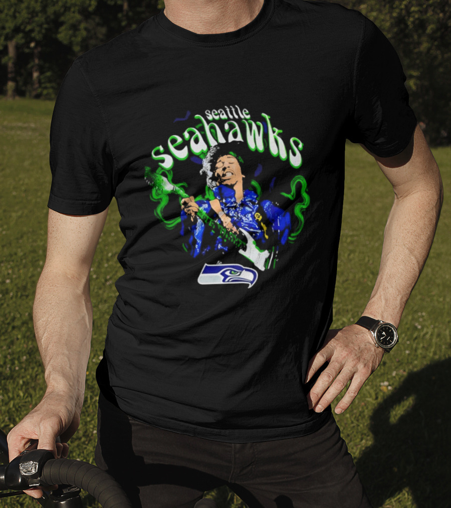 Seattle Seahawks Jimi Hendrix Collaboration NFL Fan T-Shirt