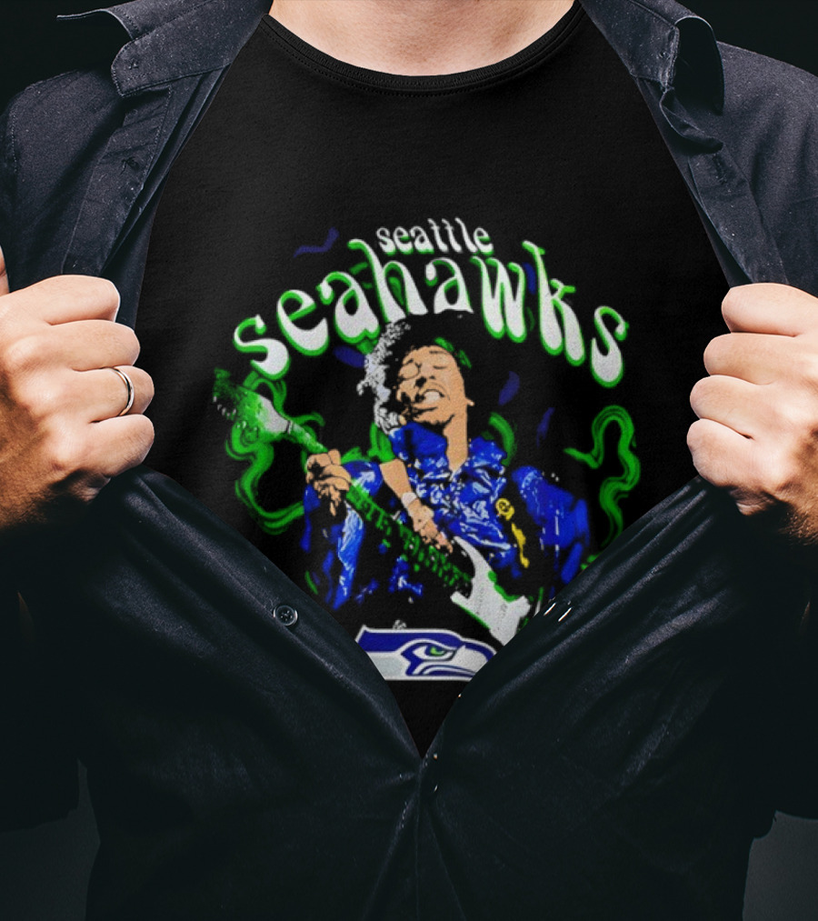 Seattle Seahawks Jimi Hendrix Collaboration NFL Fan T-Shirt