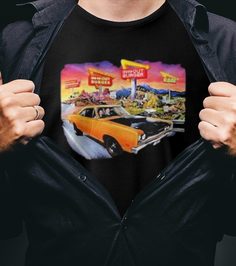 In N Out Burger Road Trip Classic Car Sunset Adventure 2026 T-Shirt