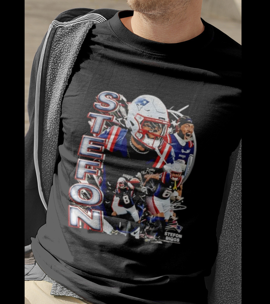 Stefon Diggs New England Style Patriots Fan Collection T-Shirt