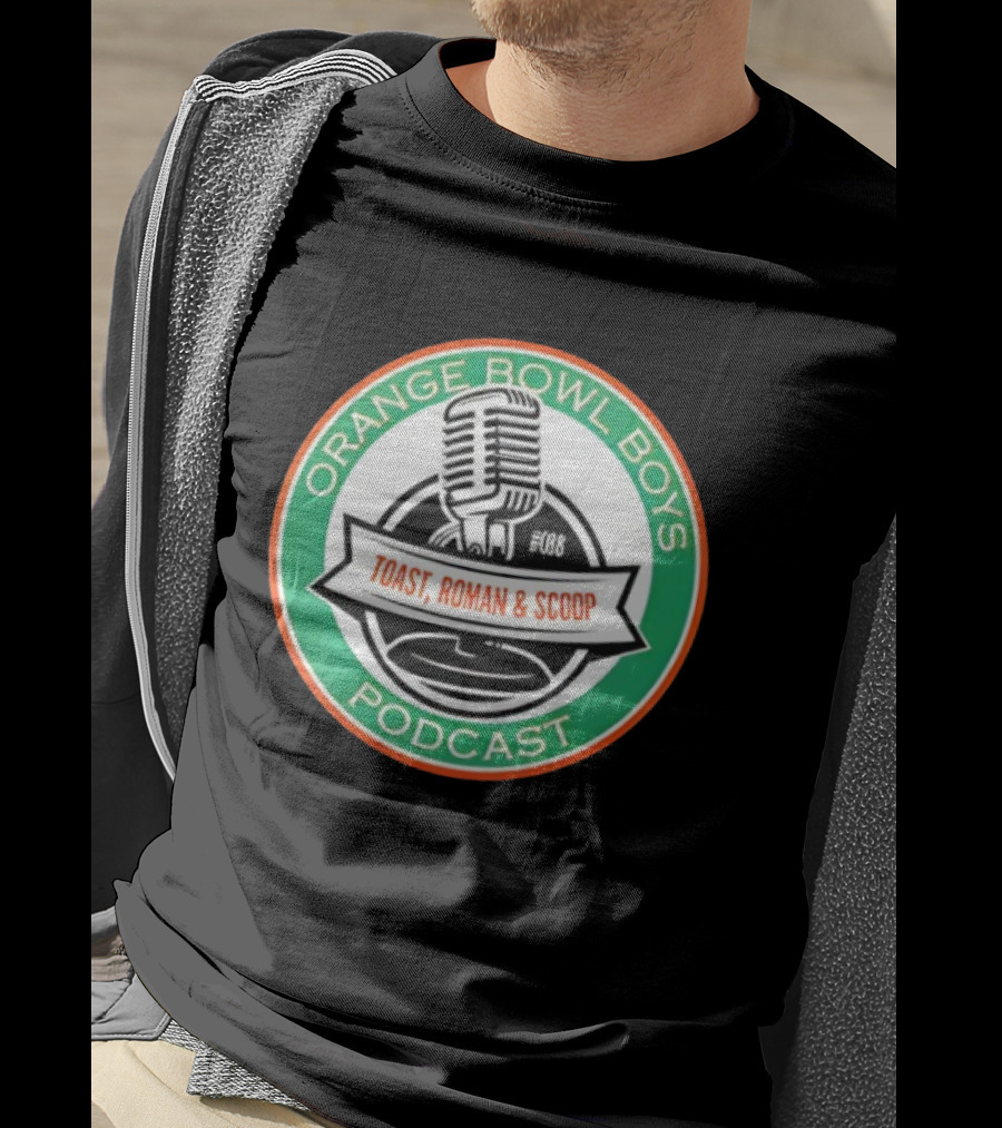 Orange Bowl Boys Podcast Toast Roman Scoop Microphone T-Shirt