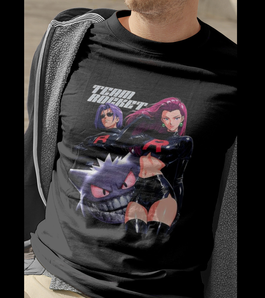 Team Rocket Retro Anime Jessie James Gengar Pokemon T-Shirt