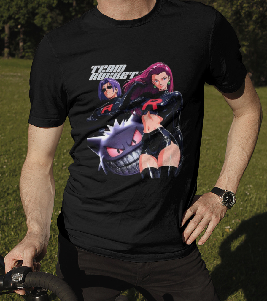 Team Rocket Retro Anime Jessie James Gengar Pokemon T-Shirt