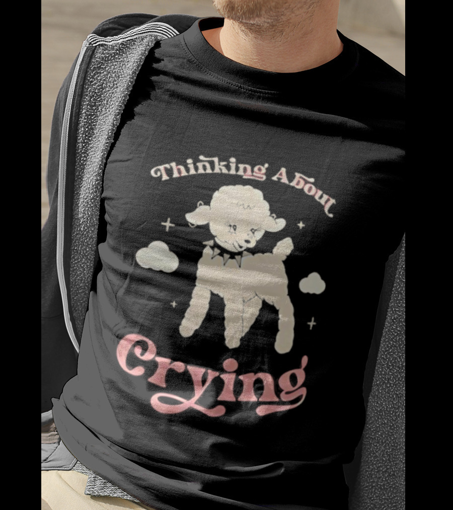 Thinking About Crying Cute Lamb With Clouds T-Shirt