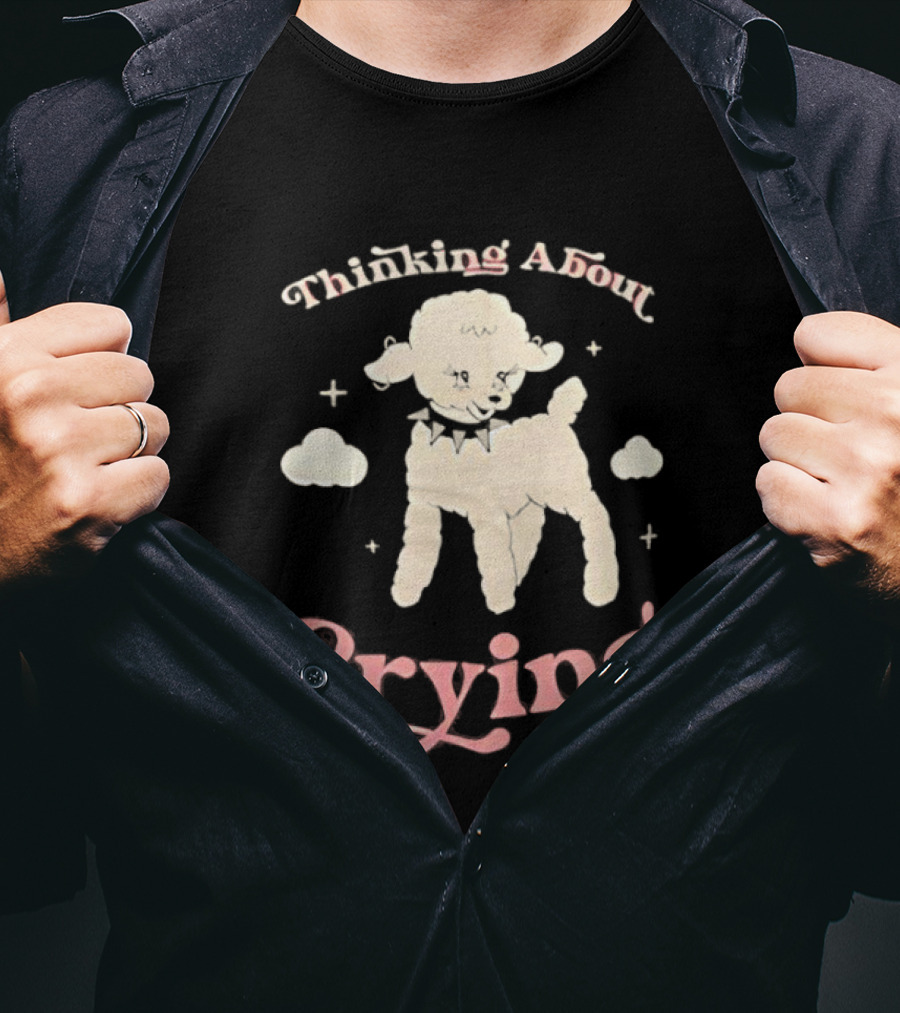 Thinking About Crying Cute Lamb With Clouds T-Shirt