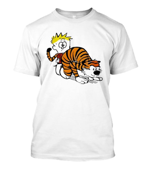 Calvin And Hobbes Tiger Stripe Cartoon Meme T-Shirt