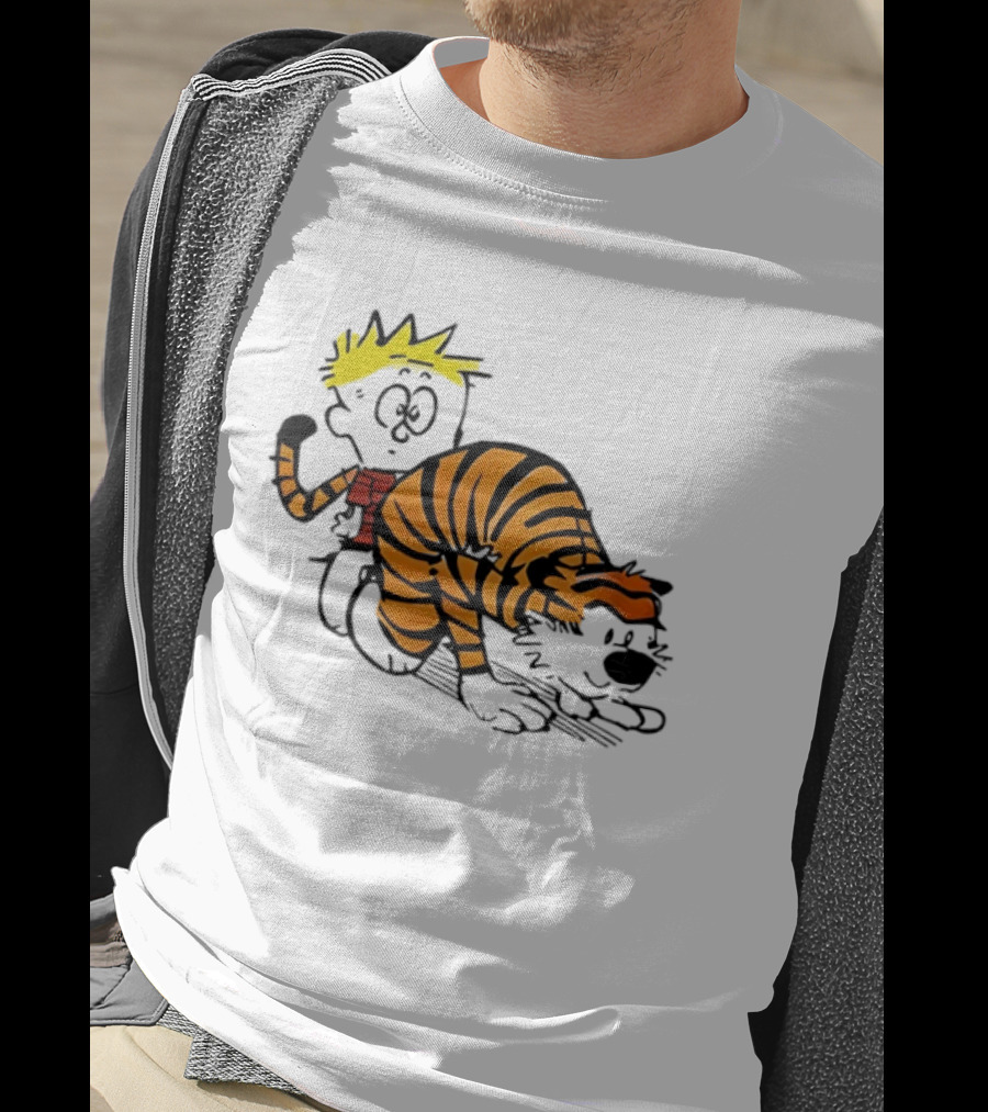 Calvin And Hobbes Tiger Stripe Cartoon Meme T-Shirt
