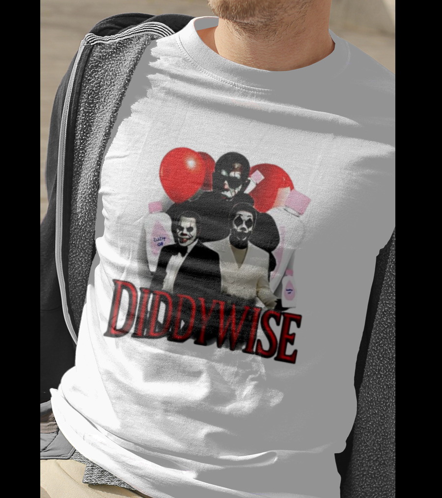 Diddywise Baby Oil Clown Red Balloons Creepy Clown Faces T-Shirt