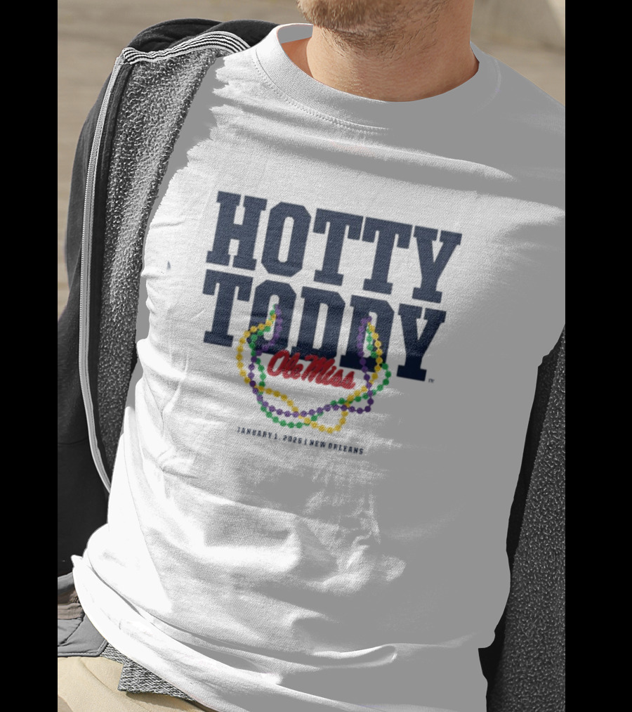 Hotty Toddy Ole Miss January 1st 2026 New Orleans Mardi Gras Beads T-Shirt