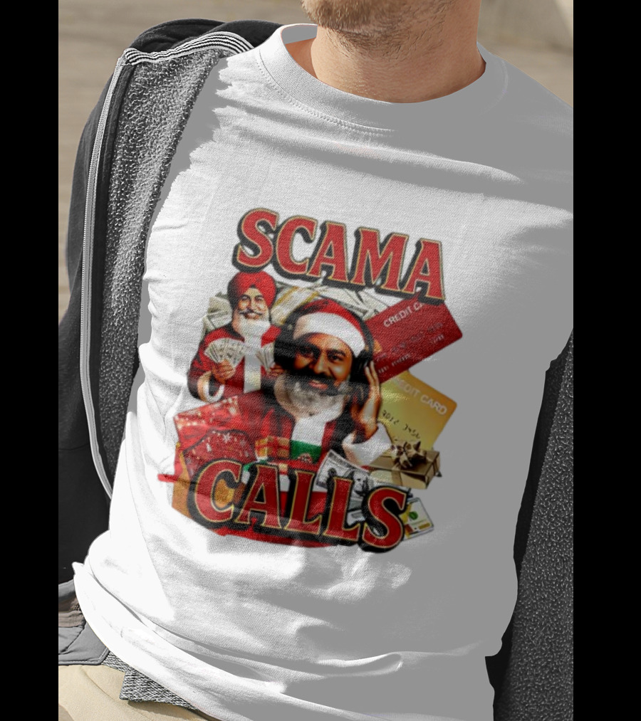 SCAMA CALLS Santa Comedy Credit Card Gifts Cash T-Shirt