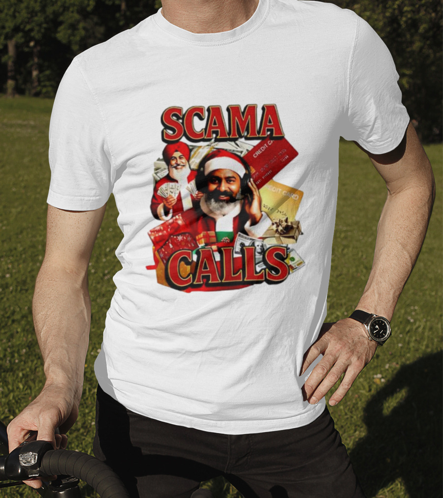 SCAMA CALLS Santa Comedy Credit Card Gifts Cash T-Shirt