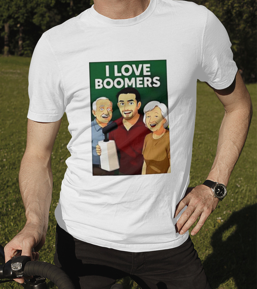 I Love Boomers Family Cartoon Style Nostalgic Humor T-Shirt