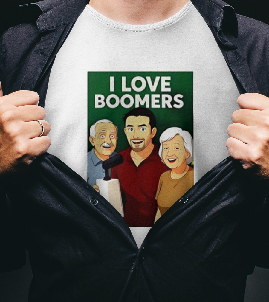 I Love Boomers Family Cartoon Style Nostalgic Humor T-Shirt