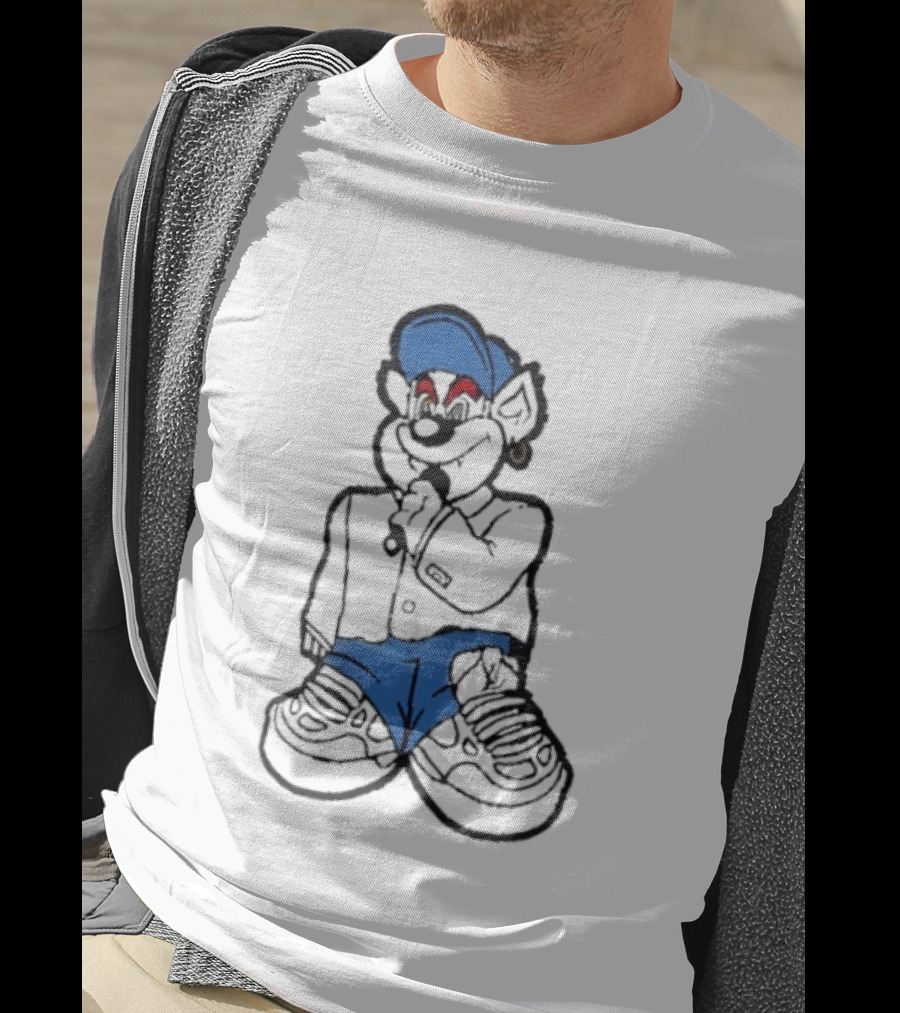 Travis Kelce Cartoon Bear Streetwear Charm Blue Cap Hip Hop T-Shirt