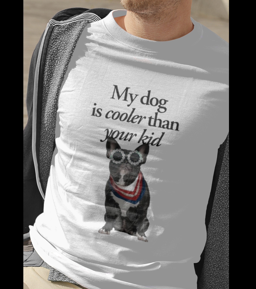 My Dog Is Cooler Than Your Kid Bulldog Bandana USA T-Shirt