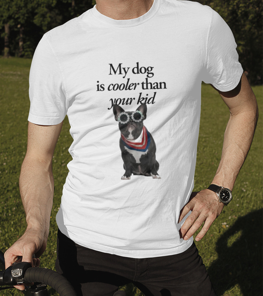 My Dog Is Cooler Than Your Kid Bulldog Bandana USA T-Shirt