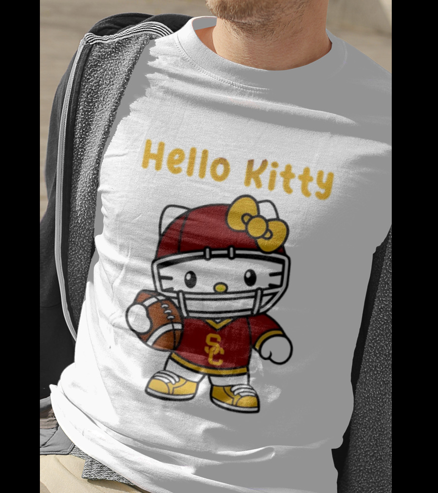USC Trojans X Hello Kitty Football Fan Collaboration T-Shirt