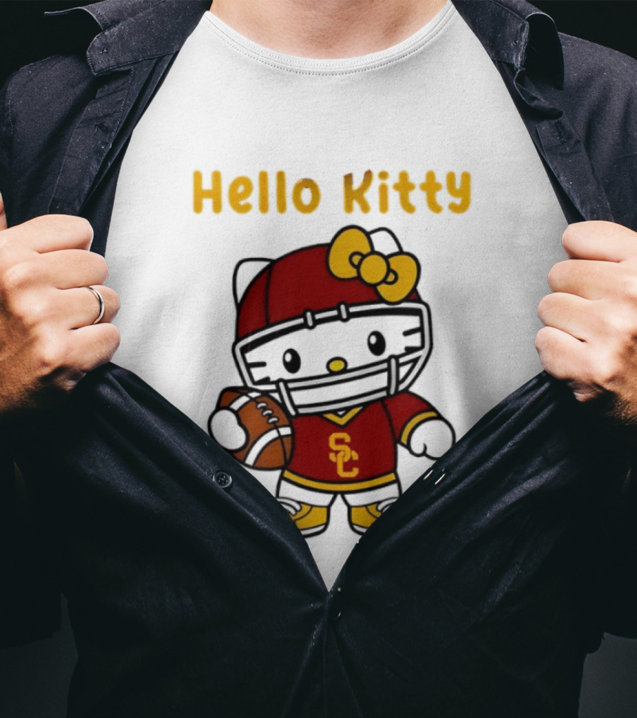 USC Trojans X Hello Kitty Football Fan Collaboration T-Shirt